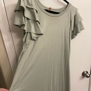 Tshirt dress.  Sage green with ruffled sleeves. Size XXL